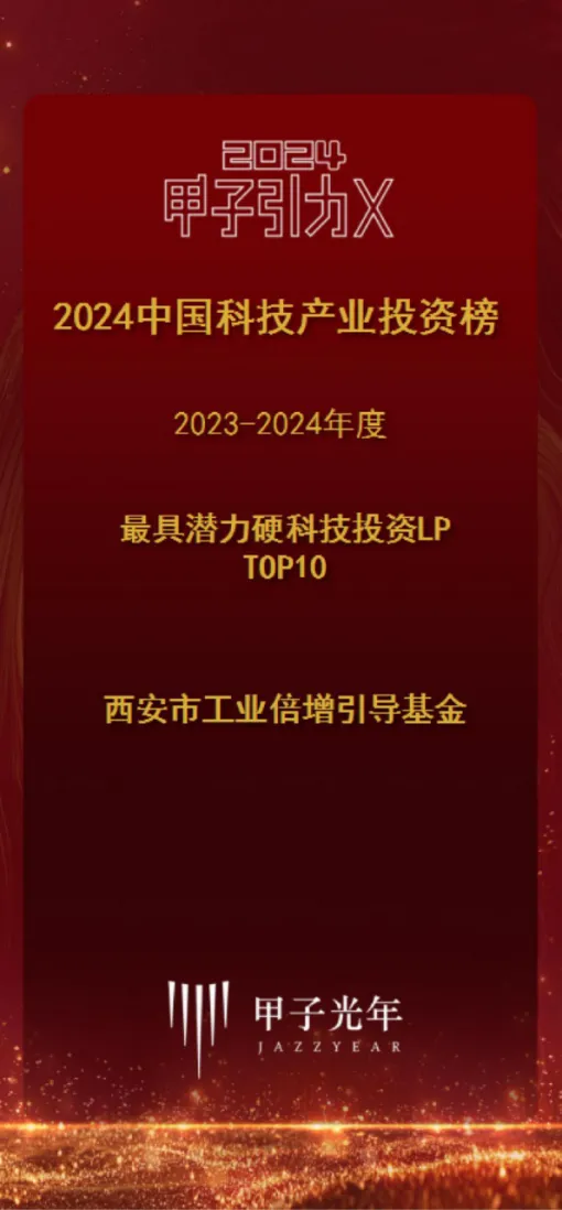 奮楫爭先，載譽前行④ || 西安市工業(yè)倍增引導(dǎo)基金榮獲2023-2024年度最具潛力硬科技投資LP TOP10
